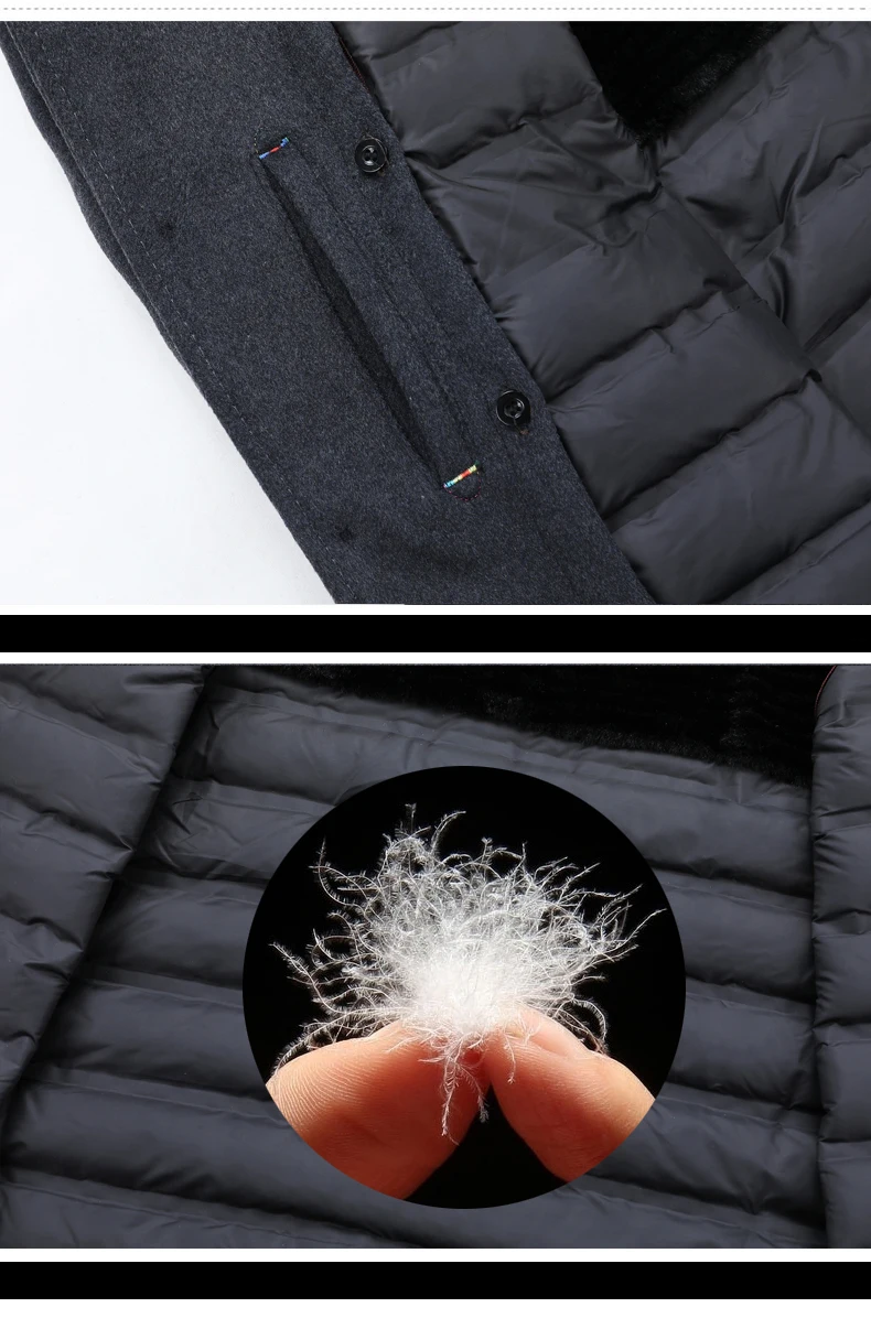 PViviYong, зимнее шерстяное пальто высокого качества, мужской пуховик, куртка с меховым воротником, Мужская парка 8866