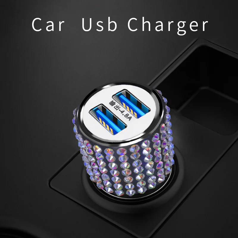 Горный хрусталь USB Автомобильное зарядное устройство для мобильного телефона планшет gps быстрое зарядное устройство автомобильное зарядное устройство двойной USB Автомобильное зарядное устройство в автомобиле украшения