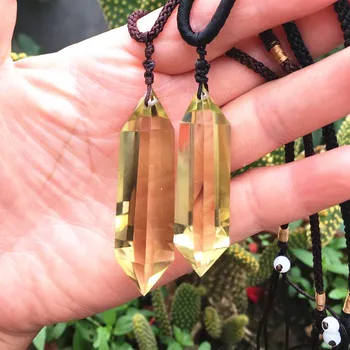 

Natural Topaz column, double pointed column, flexible pendulum pendant, topaz original stone polished necklace, men's and