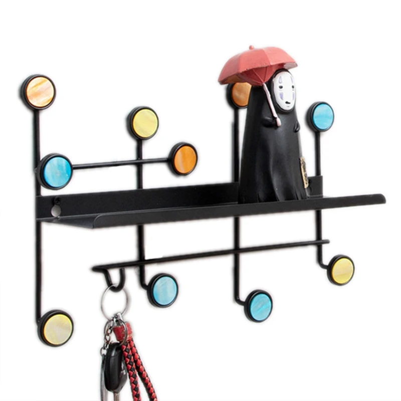 

Creative Wrought Iron Rack Coat Rack Wall Storage Shelf Multi-Purpose Hooks for Wall Ornaments Hanger Multi-Function Storage Rac
