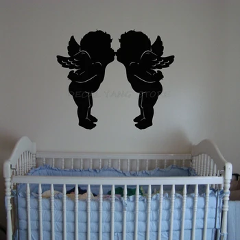 

Lovely Angel Kiss Wall Decal Baby Room Nursery Interior Decor Cute Baby Wings Mural Vinyl Wall Stickers Removable Wallpaper 1542
