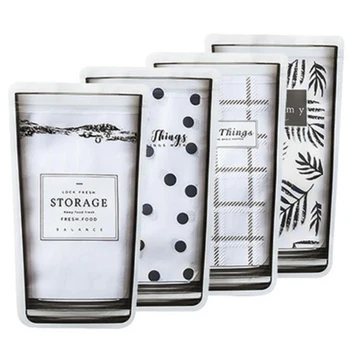 

4pcs Food Storage Leakproof Reusable Refrigerator Water Cup Type Fruit Snacks Fresh Bag Home Travel Foldable Outdoor Portable