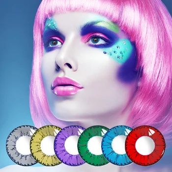 

Mrs.H 2Pcs/pair Beautiful Pupil Eye Cosmetic Colorful Contact Lens Halloween Cosplay Lenses Crazy Cute Multicolor Lens for Eyes