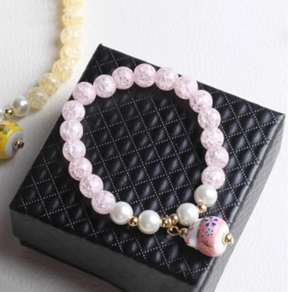 

fashion Porcelain natural bead Bracelet lucky cat Ceramic Beaded Bracelet for women charms bracelet bead feminino