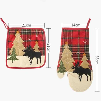 

3Pcs/Set Oven Glove Heatproof Insulated Glove Placemat Microwave Oven Gloves Pad Home Christmas Decoration Kitchen Cooking Bakin