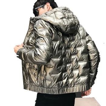 

winter down jacket men PU leather Korean version of the trend of men's down coats high content white duck down windproof jacket