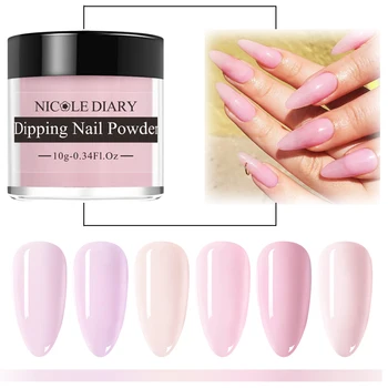 

NICOLE DIARY Jelly Pink Dip Nail Powder Glitter Dipping Acrylic Nails Mattes Polish Chrome Dust Nail Art Decoration Pigment