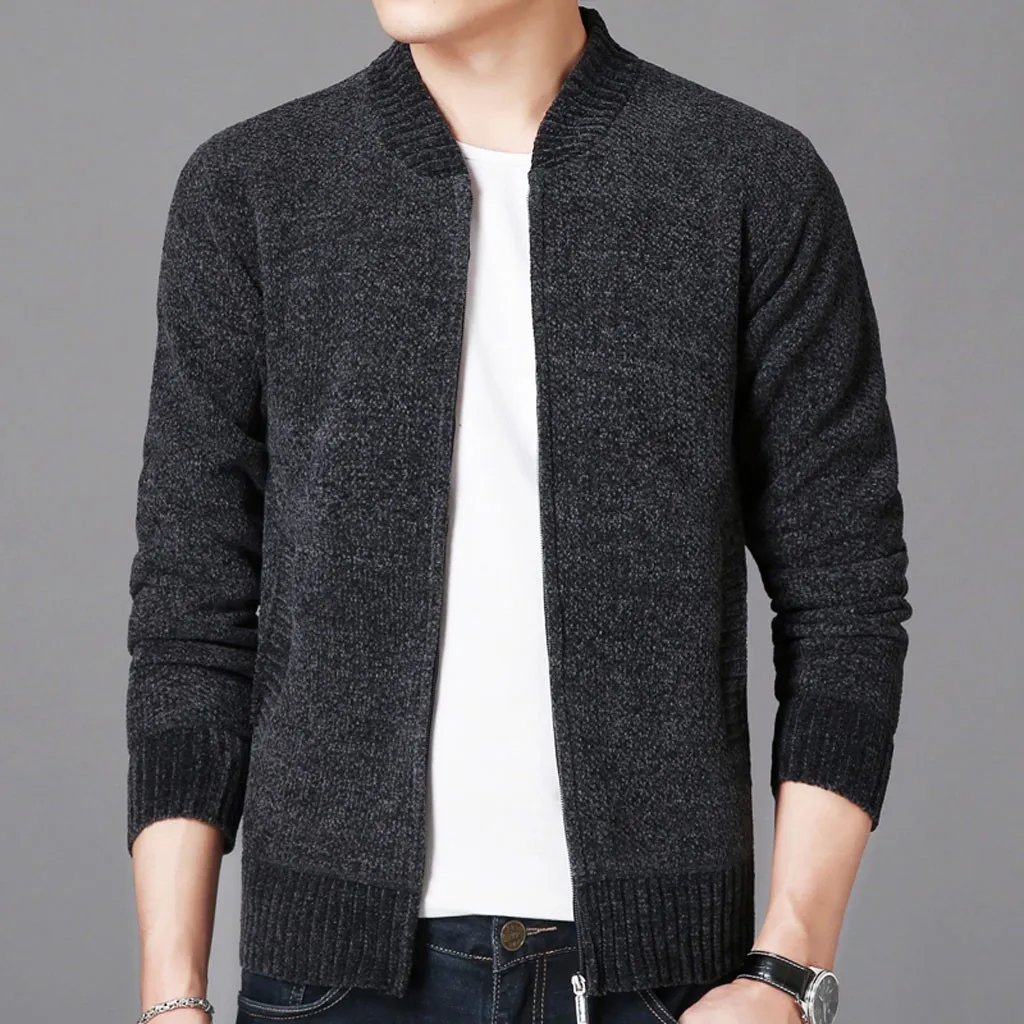Мужской свитер, осенне-зимнее повседневное пальто с длинными рукавами, одноцветная куртка, модная мужская одежда, свитер, топы и блузки, мужская одежда