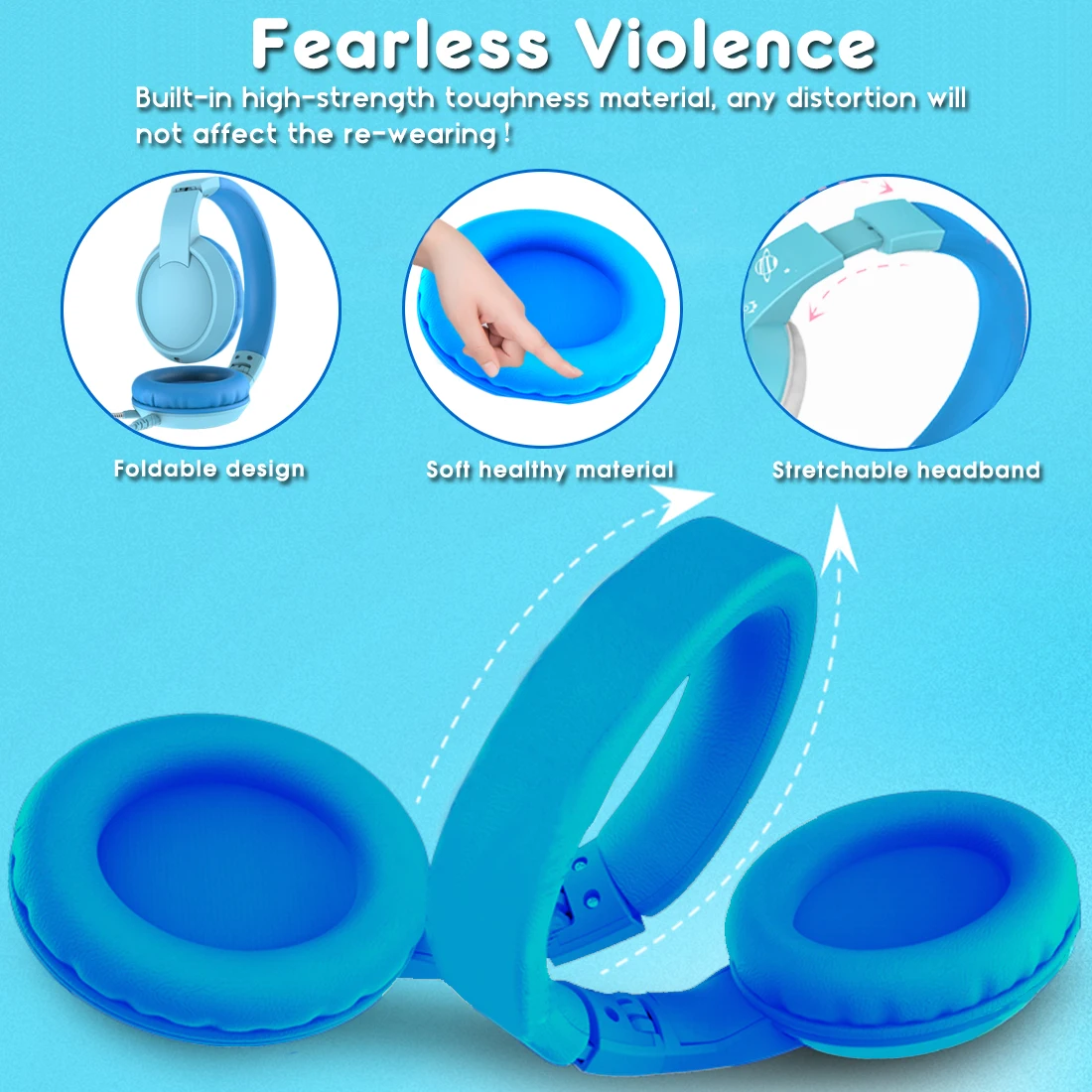 JINSERTA Wired Kids Headphones 85DB Volume Limited Hearing Protection Headphones with Detachable microphone for Girls Boys Gift