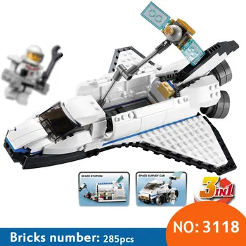 

Shuttle Explorer 3118 City 3 In 1 Space Building Blocks Sets Kits Diy Bricks Classic Model Kids Toys Compatible 31066