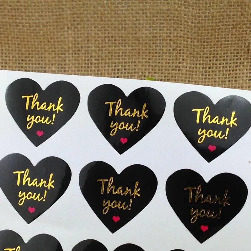 

500 Pcs Thank You Love Self Adhesive Stickers Kraft Label Sticker For Diy Hand Made Gift Cake Candy Paper Tags