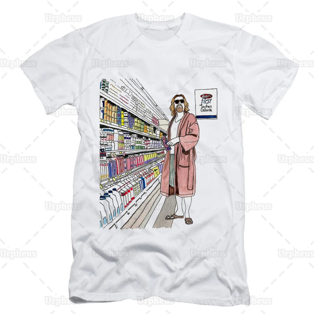 Смешная футболка большого размера Lebowski, Джеффри лебоуски, Мужская футболка Abides, 100% хлопок