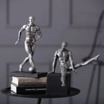 

Creative Kicking Character Statue Home Decor Accessories Crafts Room Objects Inverted Sports Figure Office Resin Figurines Gifts