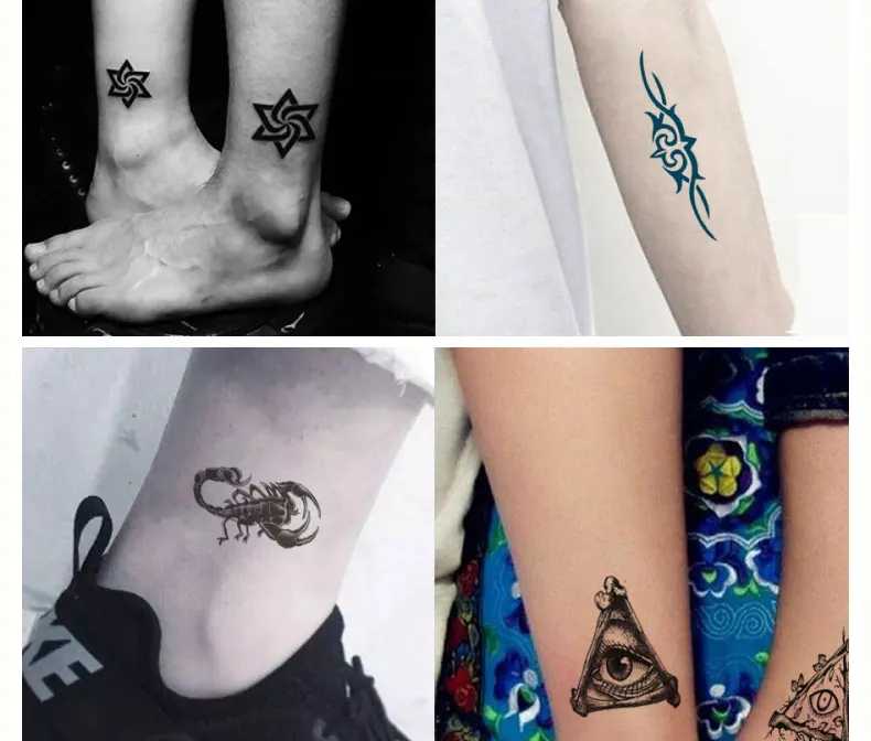 30 pcs Tattoo sticker waterproof man and woman persistent flower arm totem personality tattoo Sanskrit six-awn star simulation