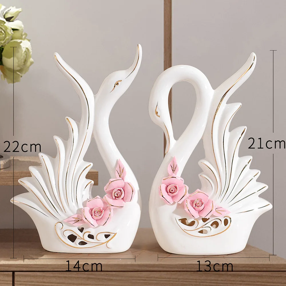 Ceramic Gold Swan Shaped Animal Gifts Home Decoration  brand new 13cm/14cm-Pair 