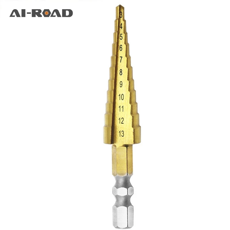 

1pc HSS Titanium Coated Stepped Drill Power Tools 3-13mm Carbide Suitable Sheet Metalworking Wood Drilling Power Tools