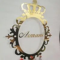 กระจกป้ายชื่อส่วนบุคคลไม้อะคริลิคงานแต่งงานชื่อป้ายที่กำหนดเอง Baby Shower Party ลายเซ็นตกแต่งเลเซอร์ตัด 4