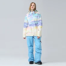 Зимняя уличная куртка для сноуборда женский лыжный комплект Водонепроницаемая Зимняя одежда Теплый комбинезон Теплый ветрозащитный лыжный костюм