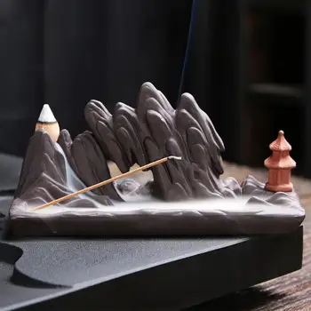 

Backflow Incense Burner Ceramic Purple Sand Mountain Flowing Water Household Incense Burner Sticks Holder Handicraft Home Decor