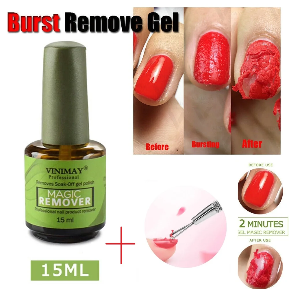 

15ML Burst Remove UV Gel Polish with Remover Stick Magic Remover Soak off Nail Art Primer Acrylic Clean Degreaser Nail Lacquer