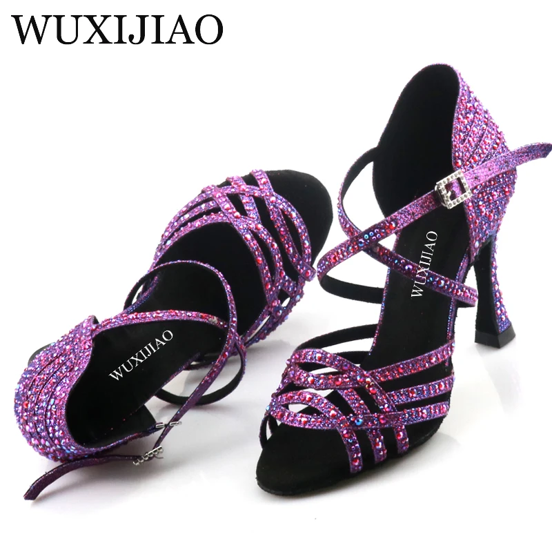 Wuxi Women's Purple Latin Dance Shoes New Dance Shoes Unique Design Salsa Shoes Diamond Sandals 3