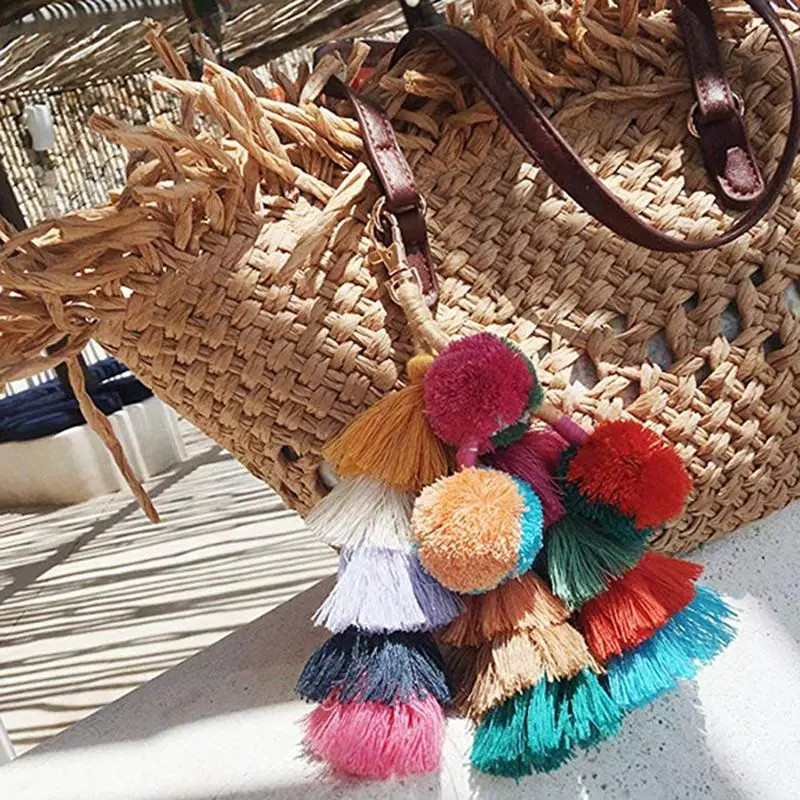 Горячие Красочные Boho Pom кисточкой сумка Шарм брелок(стиль
