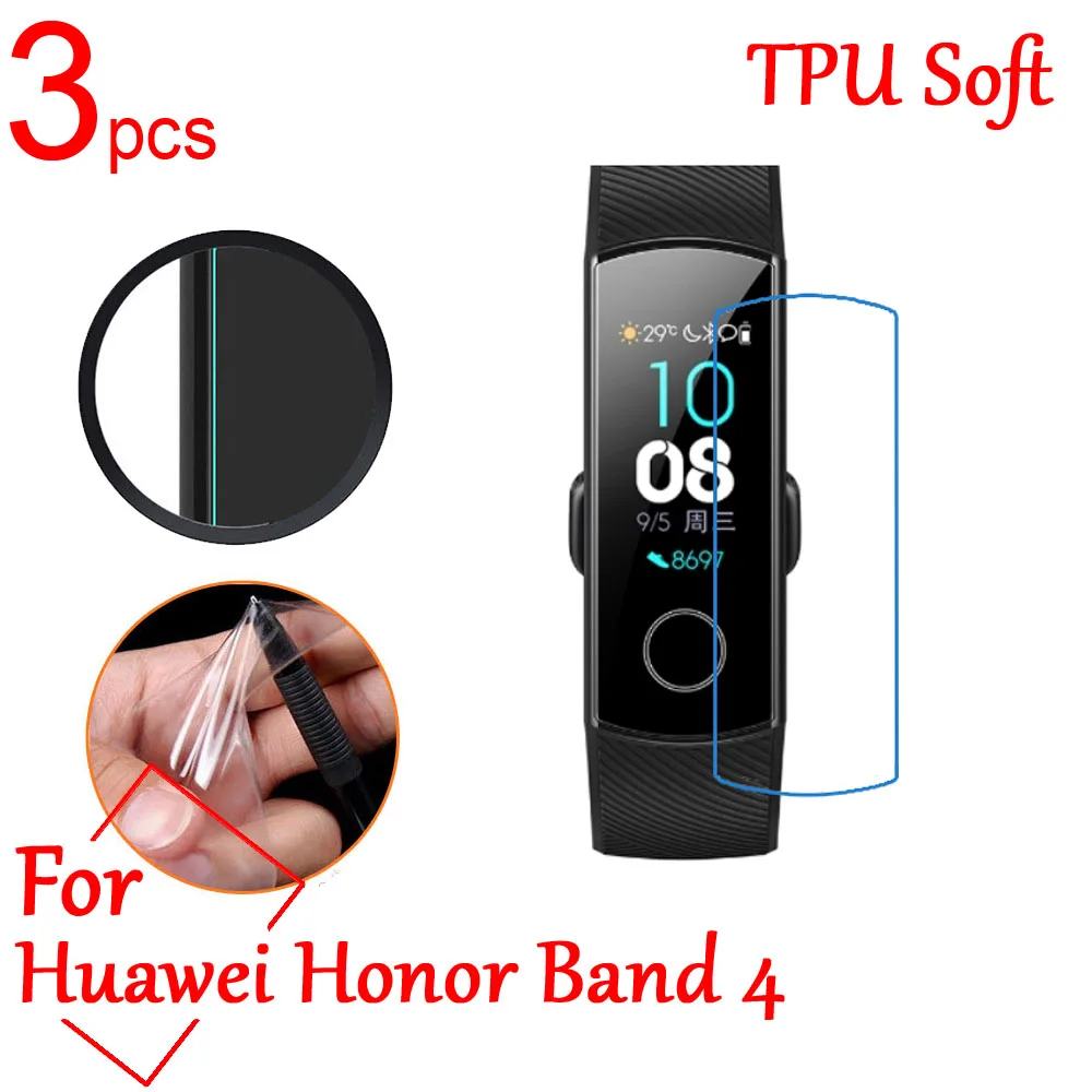 3 шт ультра прозрачный ТПУ Мягкий Полный экран протектор чехол для Huawei Honor Band 4/5
