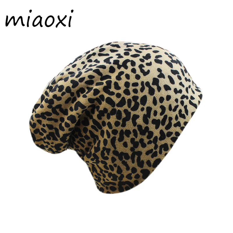 

New Women Autumn Hat Warm Fashion Beanies For Lady Cotton Dot Leopard Print Brand Hats Double Used Adult Bonnet