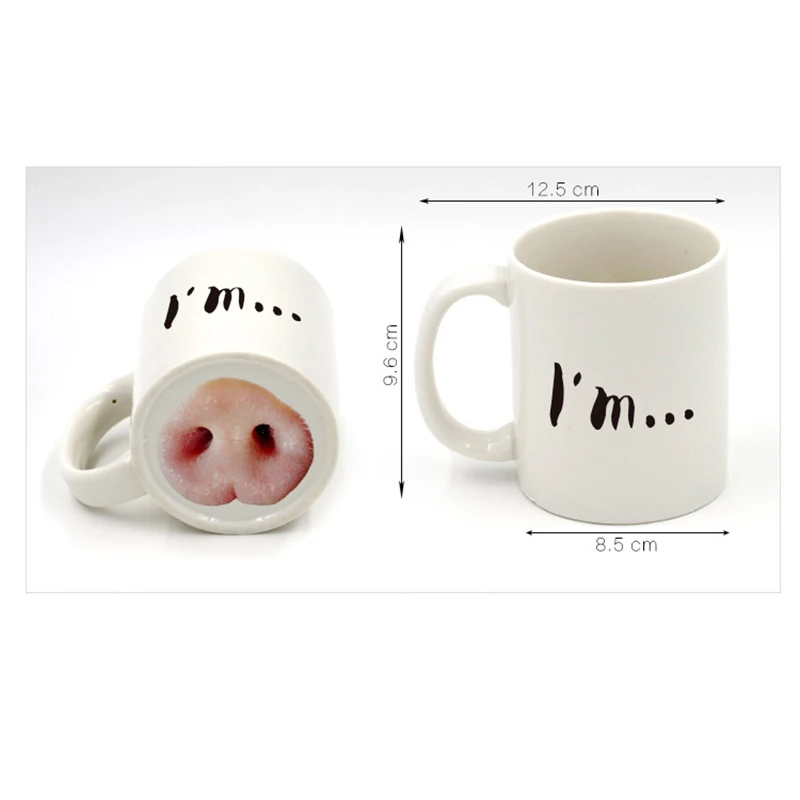 Fun Dog Pig Nose Mug Cup Ceramic Creative Mark Beverage Laugh Tea Cups