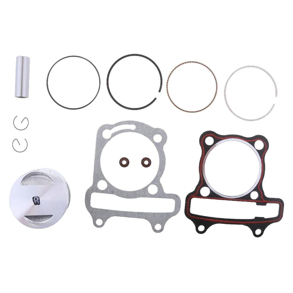 Motorcycle 57.4mm Piston Cylinder Rings Pin Clips Gasket Kit GY6 150cc