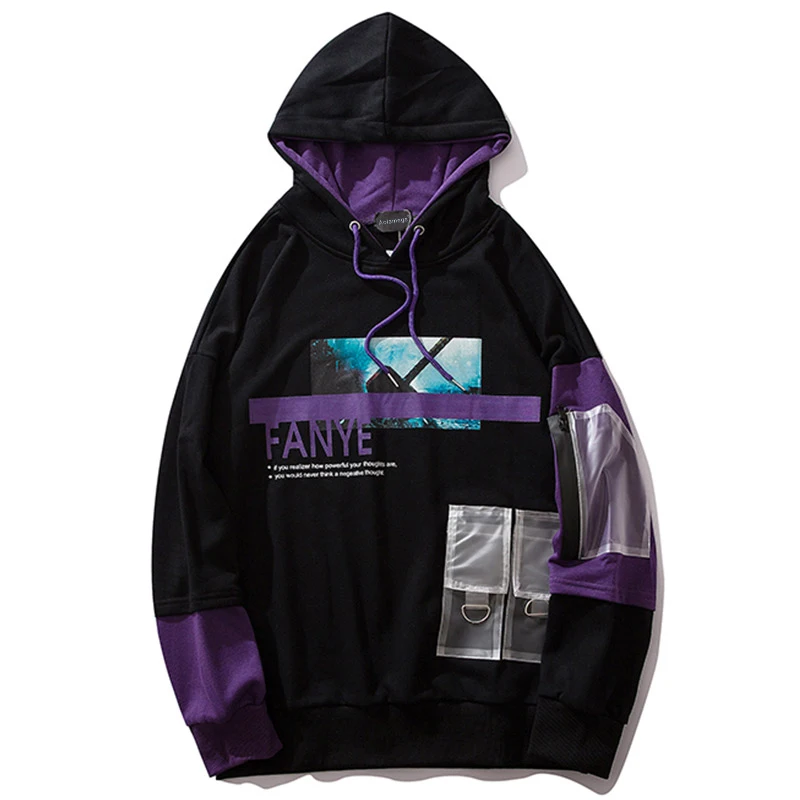 

Hoodies Men Funny Pictures Print Men Pullover Harajuku Style Hooded Sweatshirt Autumn Patchwork Color Streetwear Couple