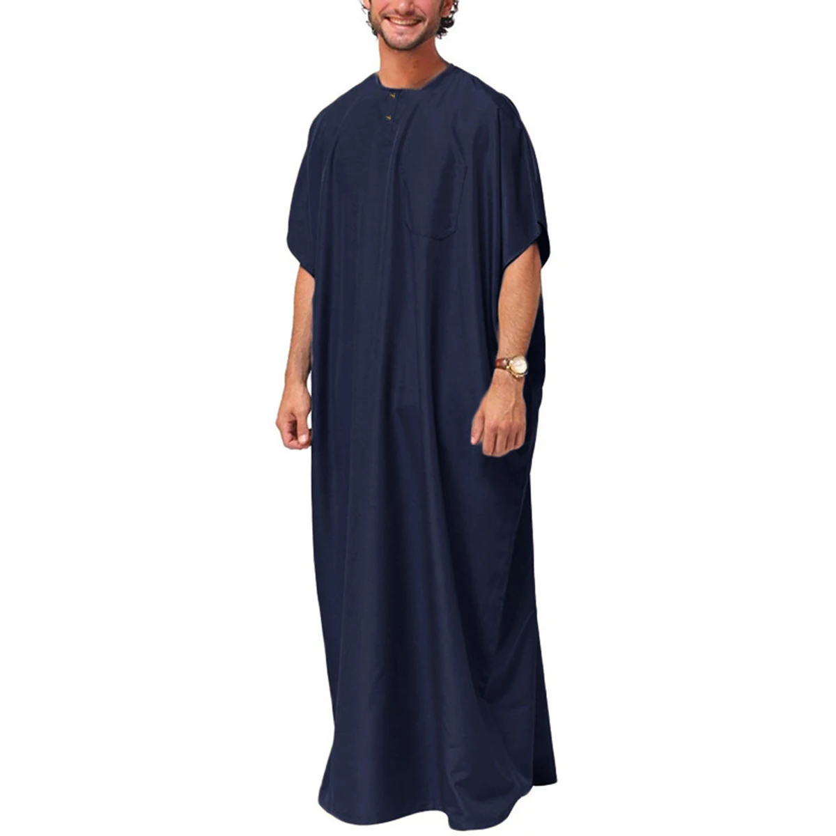 IMCUTE Jubba Thobe мужской исламский арабский кафтан однотонный с коротким рукавом