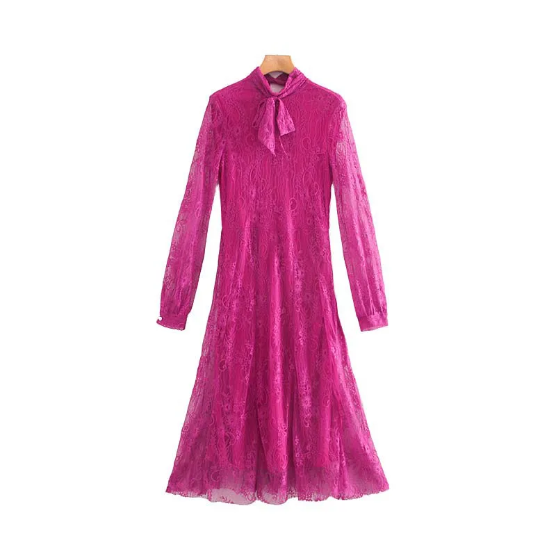 Винтажное стильное Кружевное платье миди с бабочкой для женщин модные женские платья с длинным рукавом на молнии сбоку шикарные платья vestidos mujer