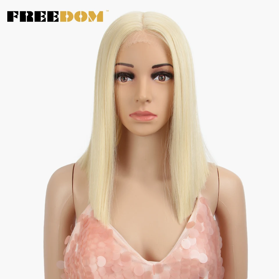 

FREEDOM Synthetic Lace Front Wig Straight 14 Inch Wigs Blue 613 Red Ombre Hair Wig 13 Colors Choice Cosplay Wig Fashion Color