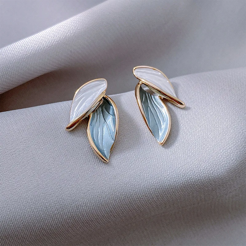 2021 New Arrival Metal Trendy Summer Fresh Lovely Sweet Grey Leaf Dangle Earrings For Women Fashion Metal Jewelry - Image 2