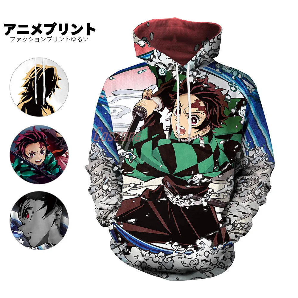 Kimetsu No Yaiba Demon Slayer костюм для косплея толстовка с капюшоном 3D принтом Верхняя