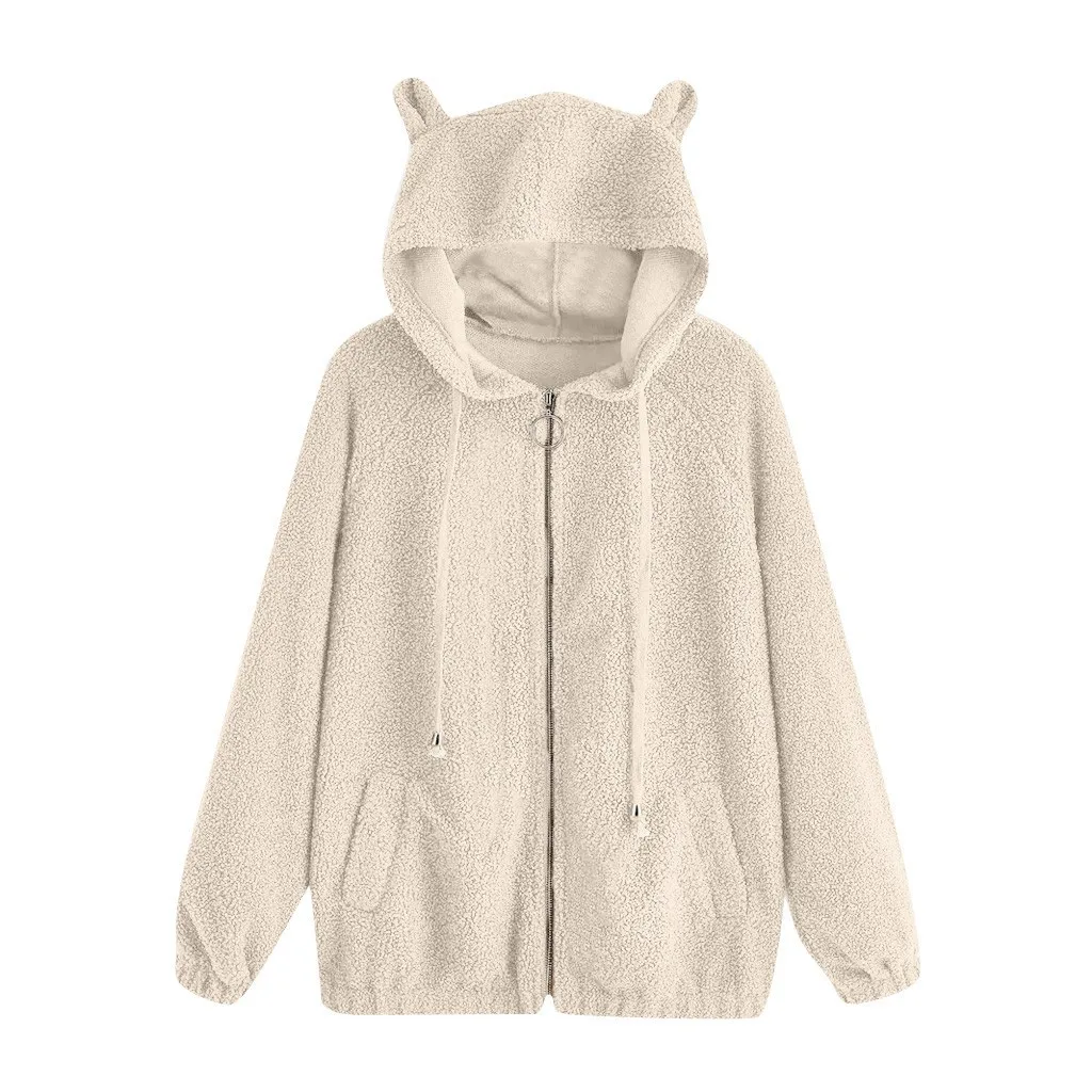 Beige Женская куртка зимняя теплая толстовка с капюшоном на молнии свободные длинные Большие размеры дамские хамарра Cazadora Женское пальто для девочек# J30 - Color: Beige