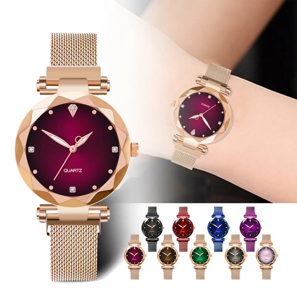 

Ladies Casual Analog Quartz Watch Round Dial with Metal Mesh Strap IK88