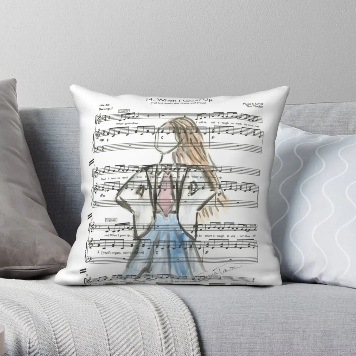 

Matilda When I Grow Up Square Pillowcase Polyester Linen Velvet Printed Zip Decor Throw Pillow Case Bed Cushion Case 18"