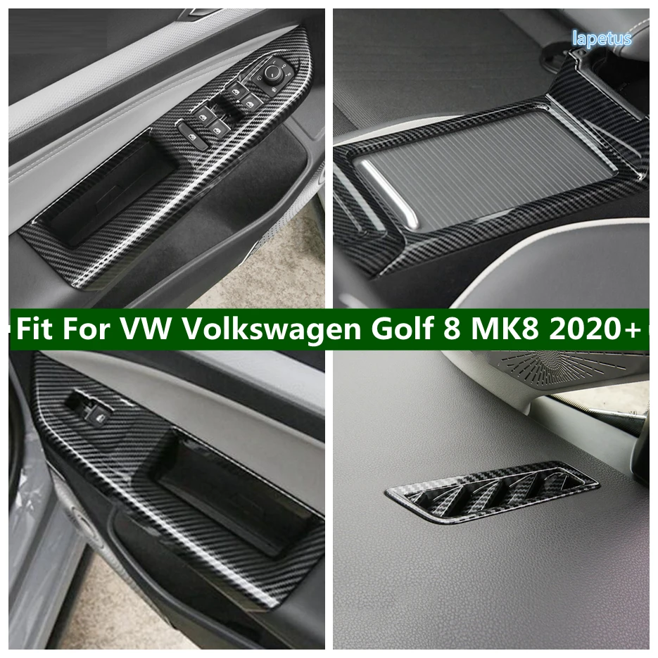 Steering Wheel / Water Cup Frame Armrest Storage Box Cover Trim Carbon