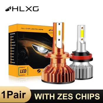 

HLXG Mini h7 led lamp ZES h4 bulb 9005 9006 hb3 hb4 6000k 12V 10000LM h8 H9 h11 fog bulbs nebbia car lights auto led headlight