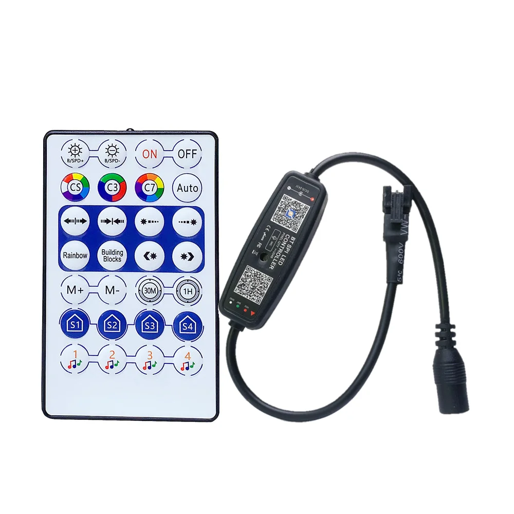 New WS2812B LED Pixel Controller Bluetooth Music With Mic 28Key Remote For WS2812 SK6812 WS2811 Addressable Strip Light DC5-24V | Освещение