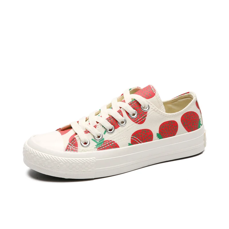 

2019 spring model new version of student canvas shoes female summer strawberry cloth shoes trendy shoes small white shoes