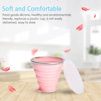

Hot Sale 180ml Silicone Folding Cup Home Outdoor Travel Sports Portable Practical High Temperature Resistant Cup With Lid Cup