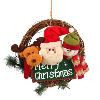 

Christmas Wreath for Front Door Door Wreaths Christmas Home Door Hanger Wall Decoration (Snowman,Santa Claus,Reindeer)