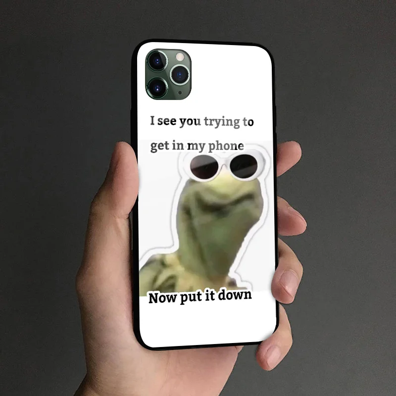 Kermit Funny Meme Soft Silicone Glass Phone Case Cover Shell For Iphone 6 6s 7 8 Plus X Xr Xs 11 Pro Max Phone Case Covers Aliexpress