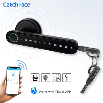 

Bluetooth Biometric fingerprint lock with Keys TTlock APP Digital Smart door lock Electronic Handle Lock Wifi Alexa/Google Home