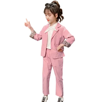 

Girls Clothes Jacket + Blouse + Pants Suit For Girls Patchwork Big Girls Clothes Casual Style Children's Tracksuit