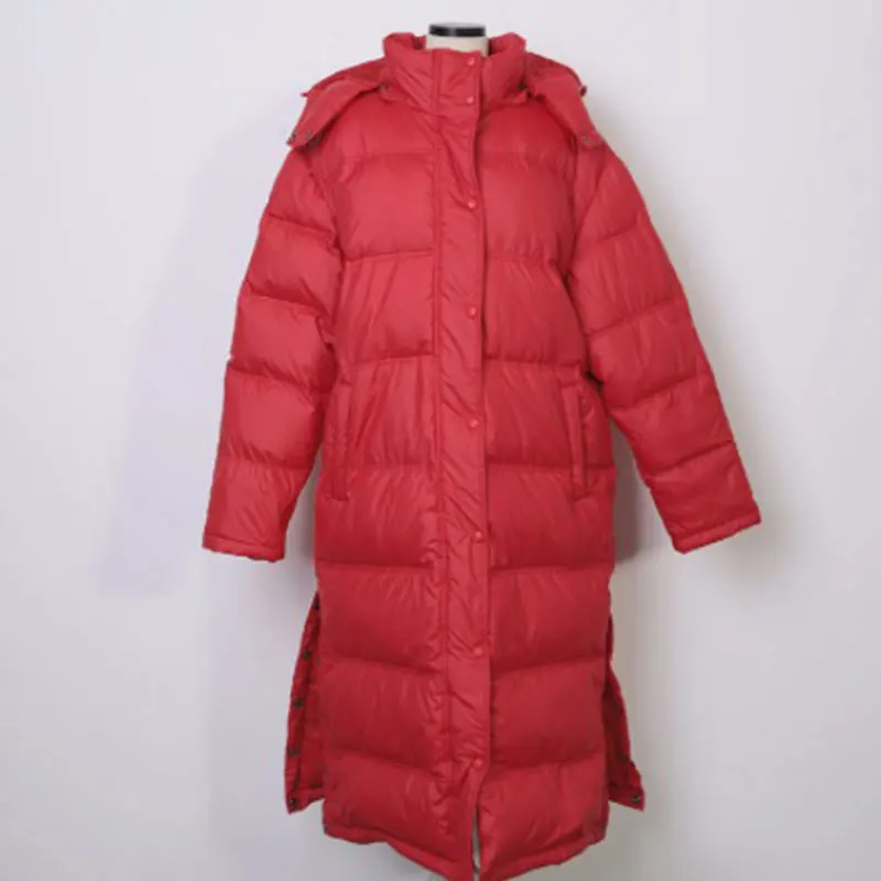 Red 90% Женское пальто с белым утиным пухом, длинная куртка высокого качества, утепленная парка большого размера, пуховик с капюшоном, теплый жакет Женская верхняя одежда - Цвет: Red
