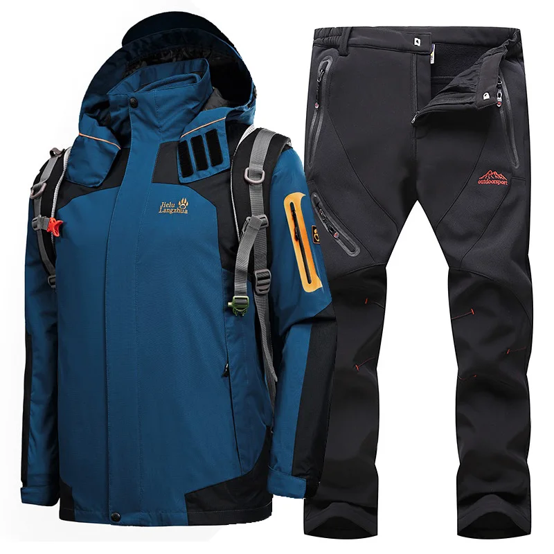 

Ski Suit For Men Skiing and Snowboarding Sets Super Warm Waterproof Windproof Breathable Fleece Jacket+pant Winter Snow Suit Male Outdoor Sports Camping Trekking Hiking Jacket Suit Men's Ski Suit